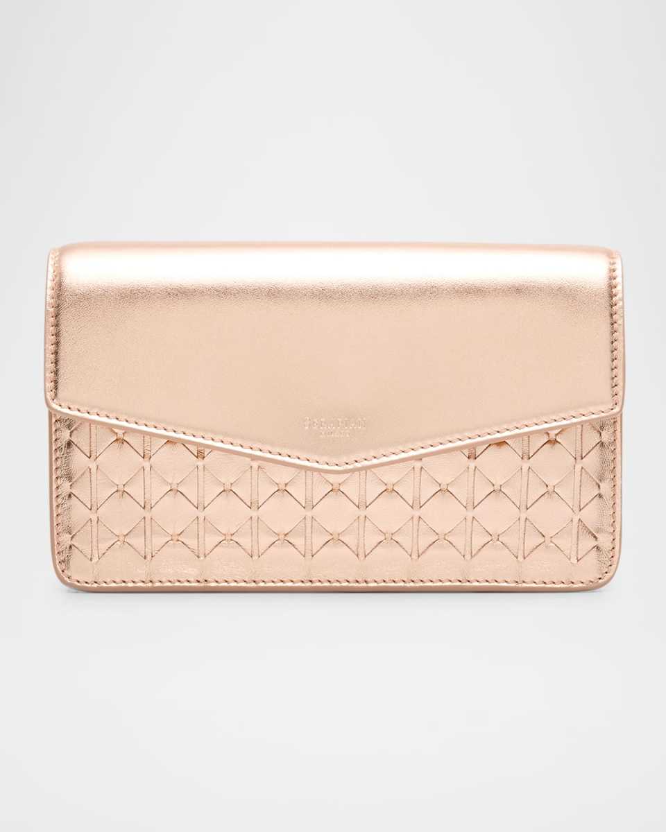 Mosaic Metallic Leather Pochette Wallet on Chain